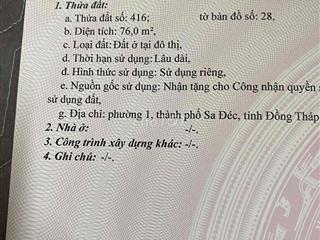 Bán đất thổ mặt tiền đường NTT TP Sa Đéc
