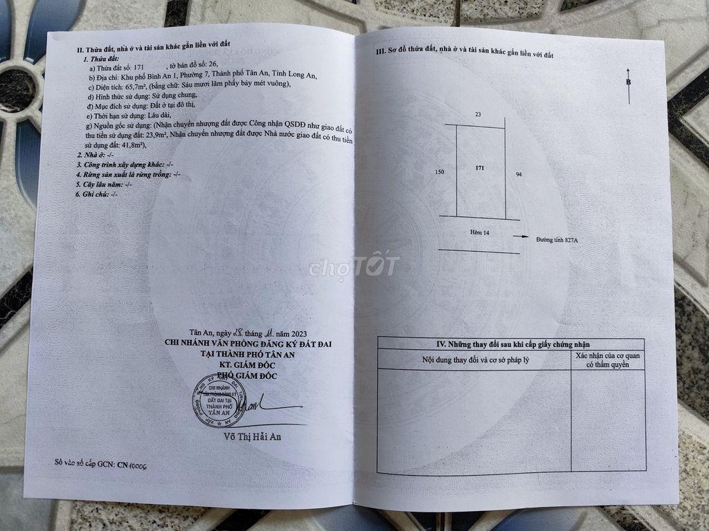 🔥 CẦN BÁN CĂN NHÀ CHÍNH CHỦ PHƯỜNG 7 LONG AN 🔥
