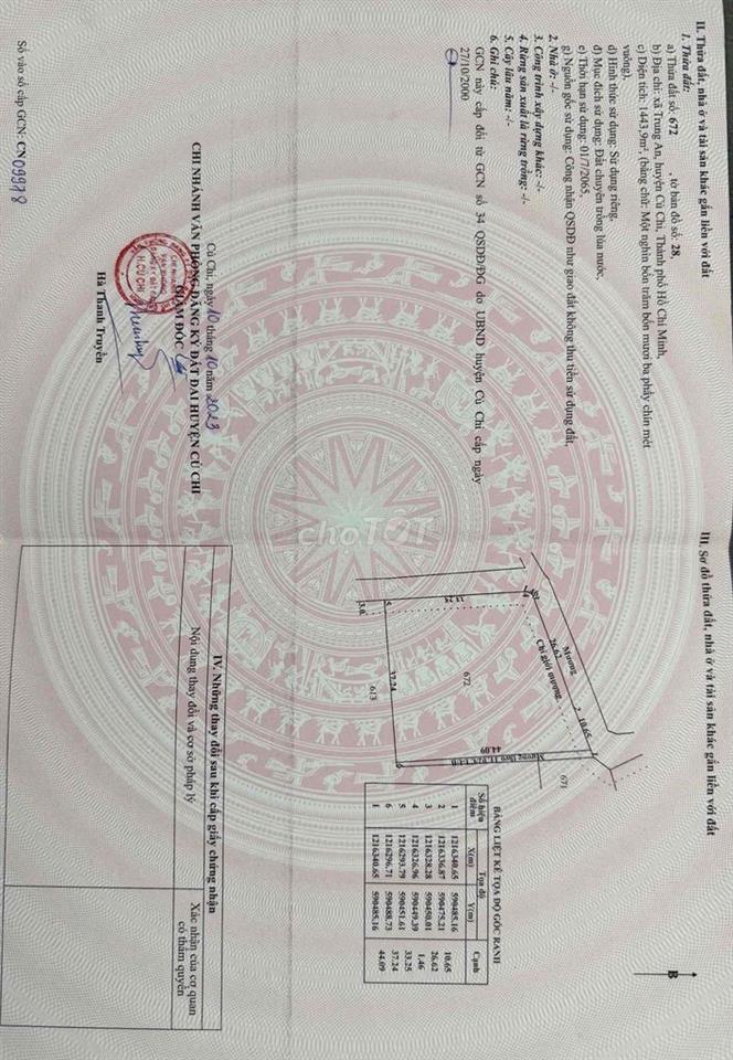 Bán đất giá 1,2 triệu/m2, đường Bàu Trâm, xã Trung An, Củ Chi, TpHCM