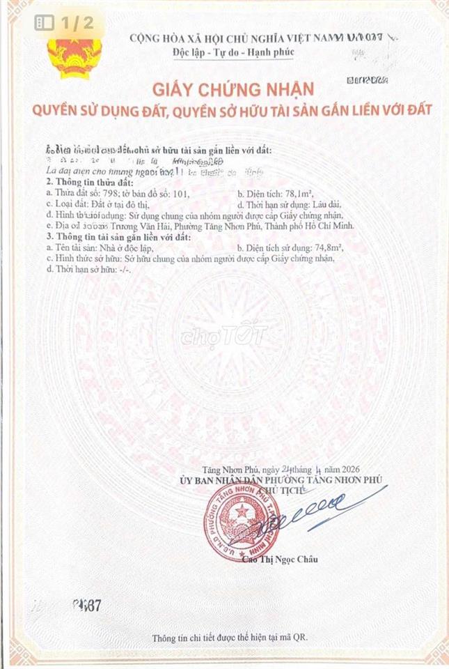 Giá : 4t7 Đường 5m .đường Trương Văn Hải.  Hiệp Phú. Nhà C