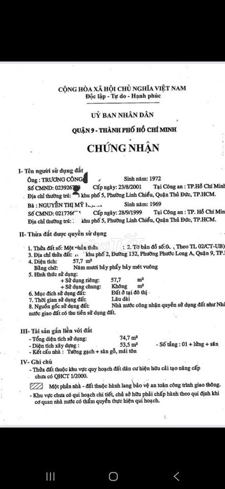 [Giá 4 tỷ 650] Đô Xuân Hợp-(Ngang 5 x14.5 Vuông )Nhà Trệt Lầu