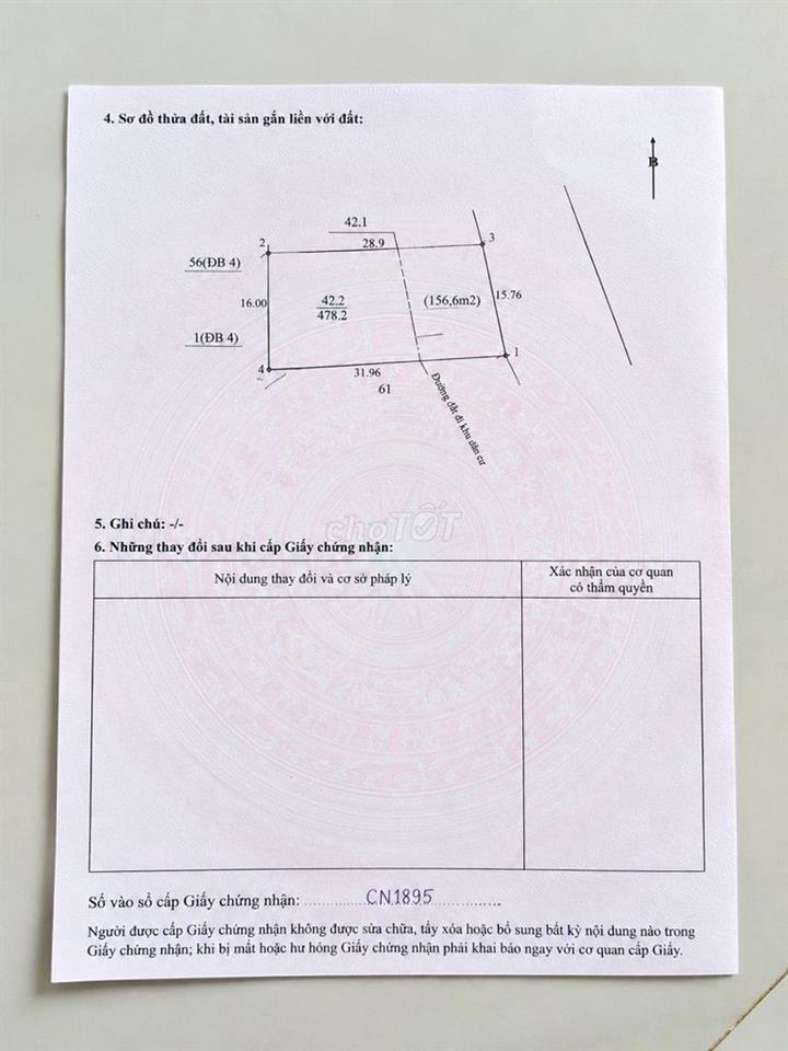 Bán đất sổ riêng 480m2 gần chợ Tân Khánh giá 1.6 tỷ rẻ nhất khu vực
