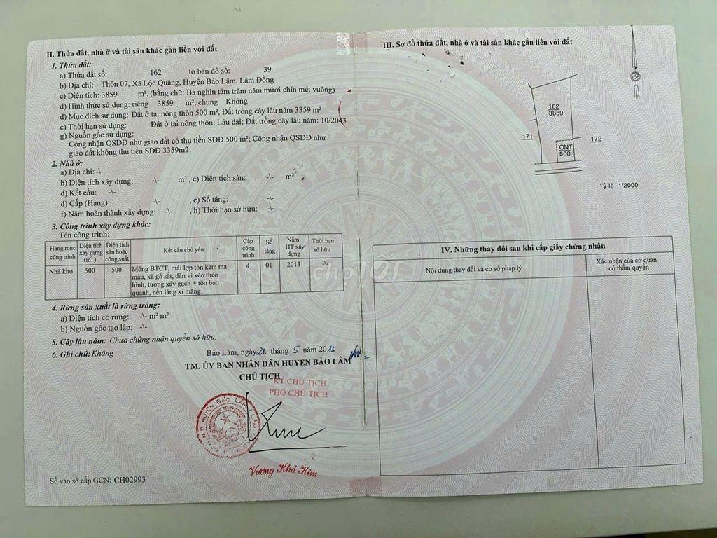 BÁN CĂN NHÀ XƯỞNG MẶT TIỀN ĐƯỜNG NHỰA TẠI BẢO LÂM