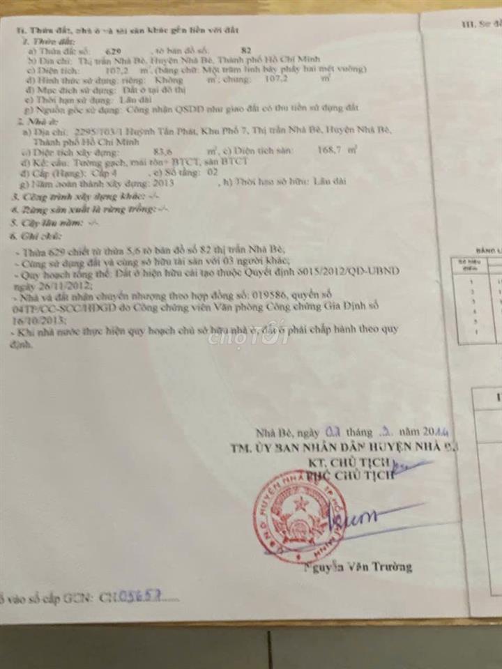 Bán nhà ở Thị Trấn Nhà Bè