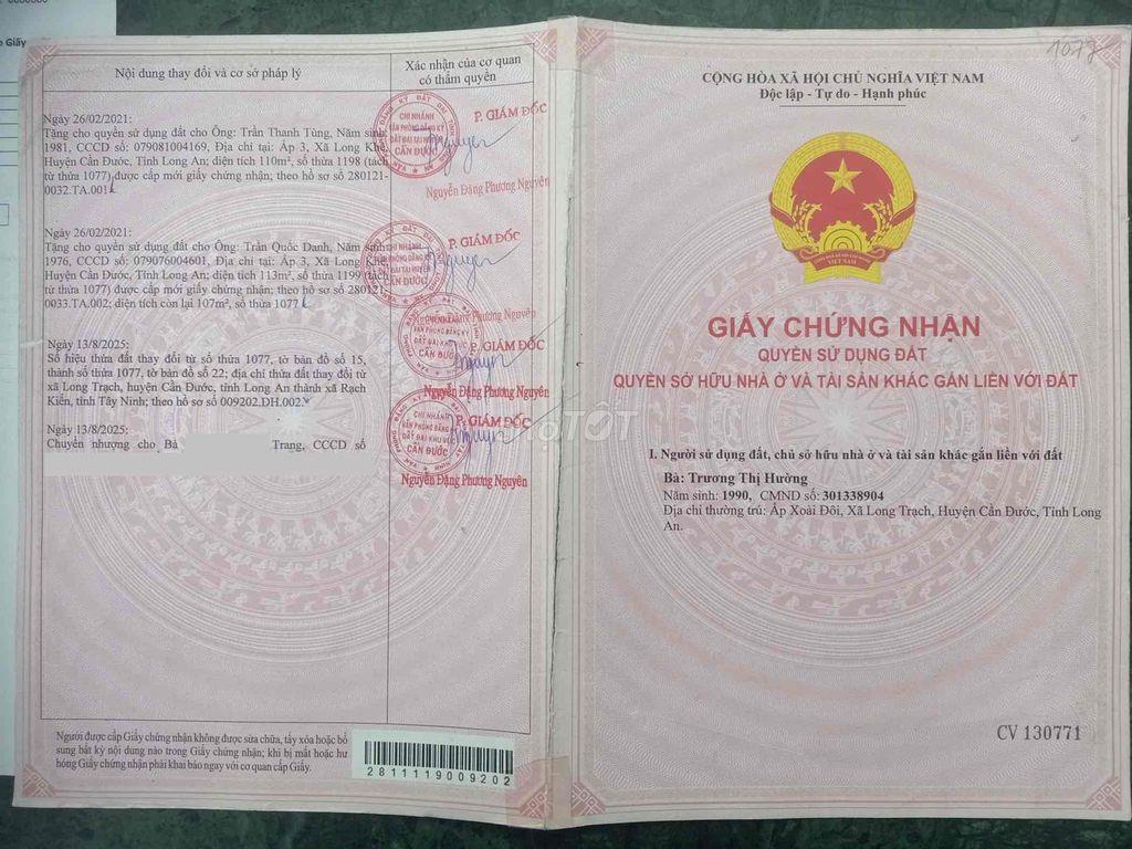 Đất thổ cư chính chủ sổ sẵn cách Bình Tân 30 phút