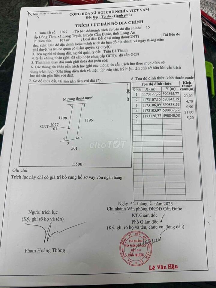 Đất thổ cư chính chủ sổ sẵn cách Bình Tân 30 phút