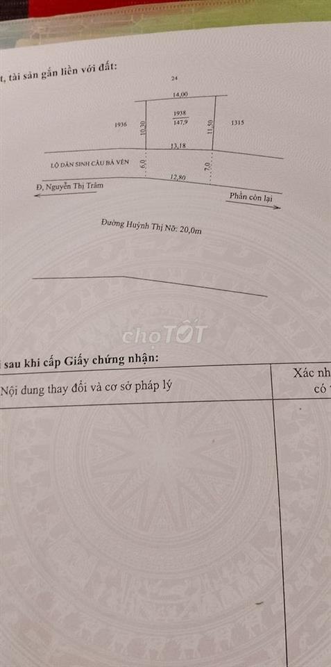 Bán đất CLN đường Huỳnh Thị Nỡ, Cái Răng