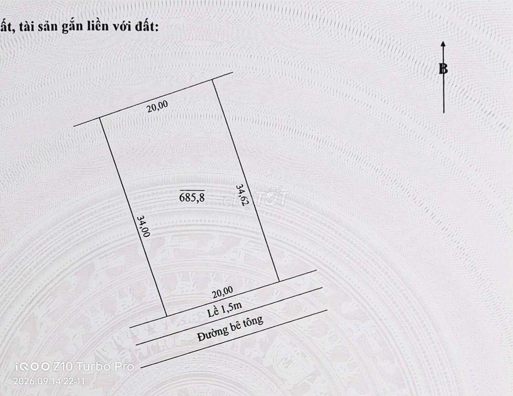 Bán đất thổ cư 685,8m² mặt tiền 20m xã Tài Văn, Cần Thơ (Sóc Trăng cũ)