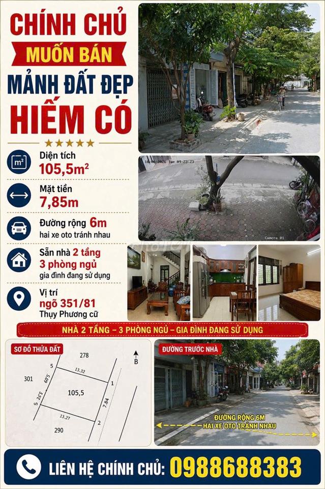 Chính chủ Bán nhà + đất mặt tiền Số 22 ngách 81/351 Thụy Phương