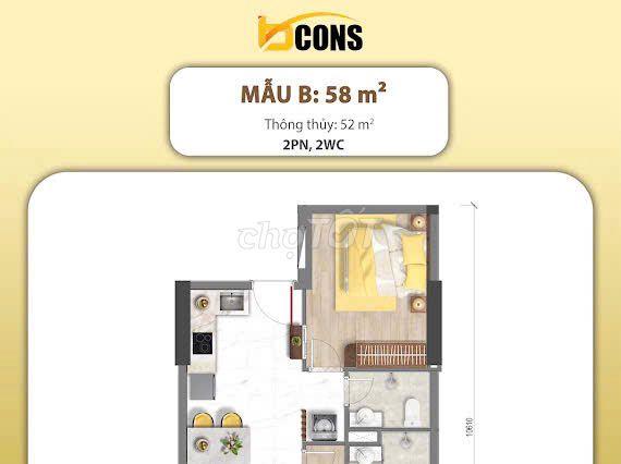Dự án Bcons Aria Dĩ An 2PN - 2WC  - Giá tốt đầu tư/An cư