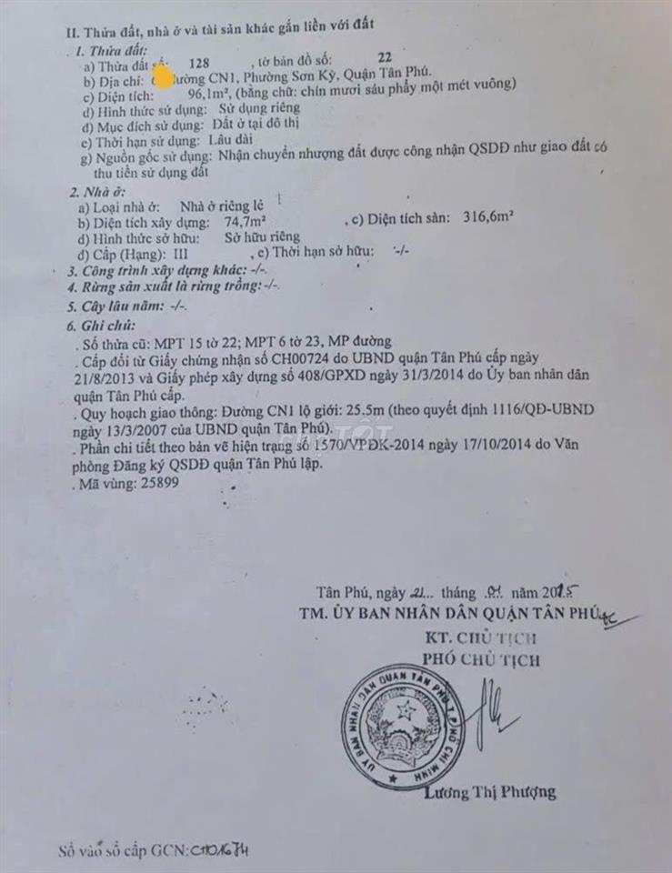 Nhà trung tâm Tân Phú 1 trệt 3 lầu, nở hậu đẹp cần bán.