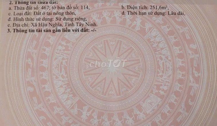 Bán đất mặt tiền Bàu Công ngay TTHC mới Tây Ninh.