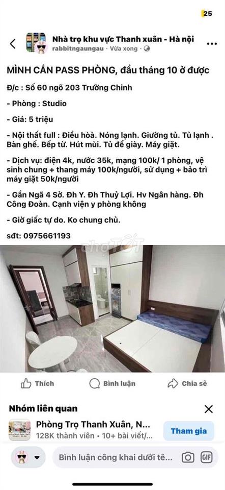 MÌNH CẦN PASS PHÒNG, đầu tháng 10 ở được