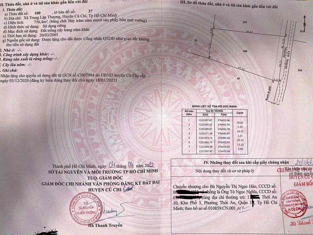 Chính chủ bán đất củ chi tphcm !!!