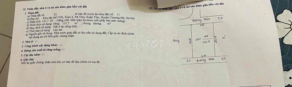 Đất tại khu phân lô bộ đội j106 xã xuân mai - hà nội