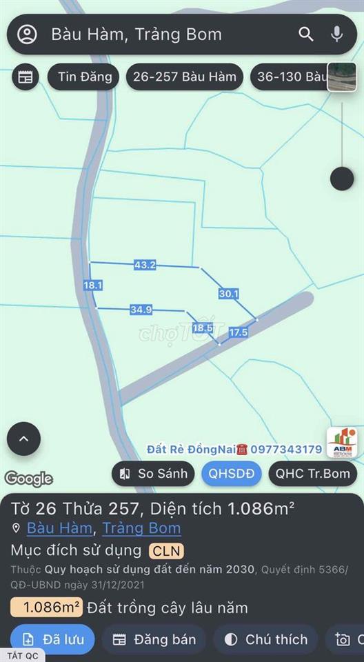 bán 1 xào đất cln 1086 mét vuông