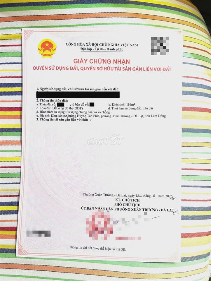 Bán 116m2 ODT Huỳnh Tấn Phát - Xuân Trường - Đà Lạt - Sổ Riêng
