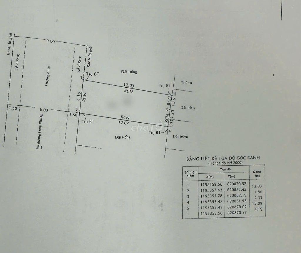 🔥 LÔ ĐẤT 50M² – LONG PHƯỚC | NGANG 4,2M | ĐƯỜNG 9M