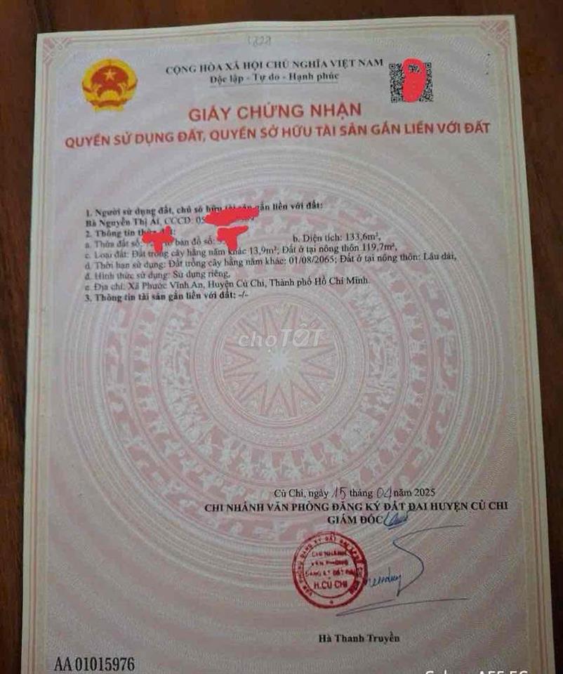 🔥🔥 Chủ Mới Gửi Bán Gấp Lô Mặt Tiền Đường Nhựa Cách Coopmart Củ Chi 500