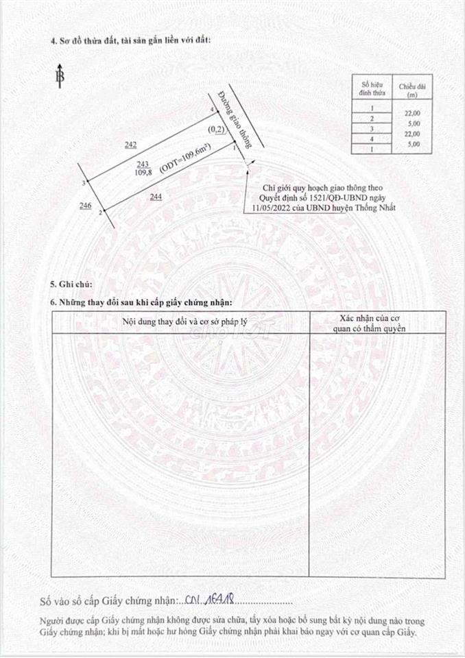 Bán nền đất thổ cư 109m2 ngay chợ Cây Me, Bình Lộc,tp Đồng Nai