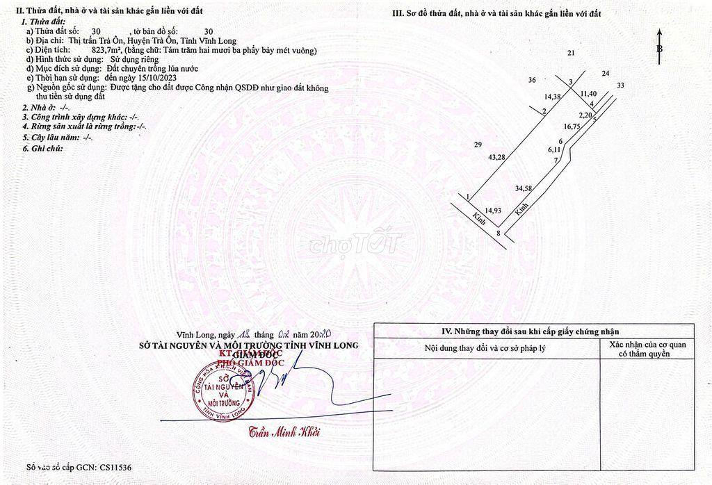 Đất vườn tại Khu 4 Thị Trấn Trà Ôn