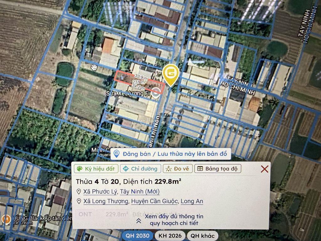 Cần bán đất thổ cư, mặt tiền đường Trần Thị Non.