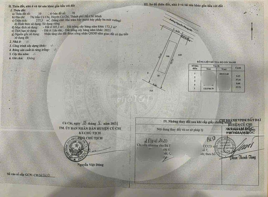 BÁN ĐẤT 490tr / 277m² MẶT TIỀN NGUYỄN PHONG SẮC