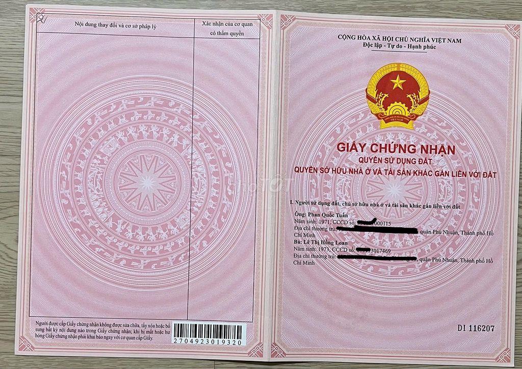 Bán nhà trung tâm Phú Nhuận, Trần Khắc Chân, sổ mới 2023, giá 3,55tỷ