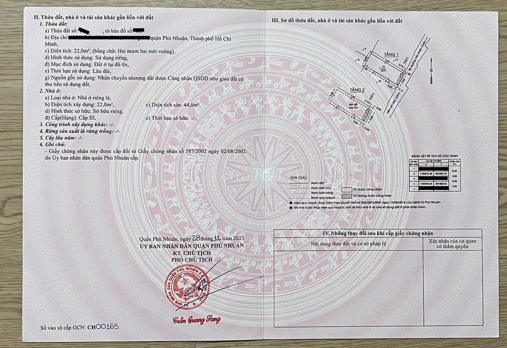 Bán nhà trung tâm Phú Nhuận, Trần Khắc Chân, sổ mới 2023, giá 3,55tỷ