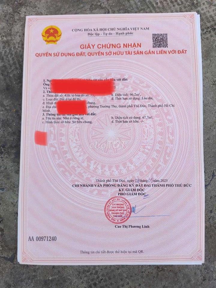 BÁN NHÀ HOÀN CÔNG, FULL SỐ HỒNG 