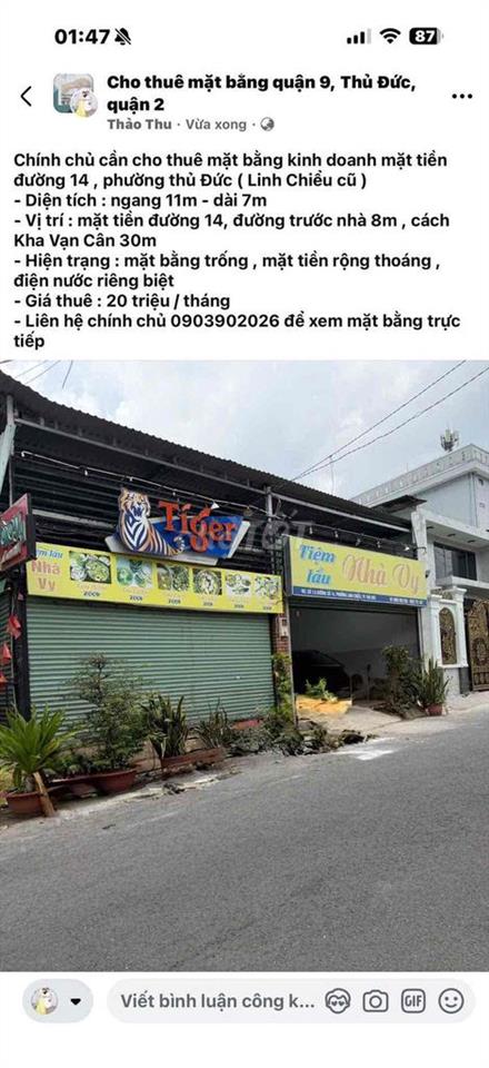 Cho thuê mặt bằng