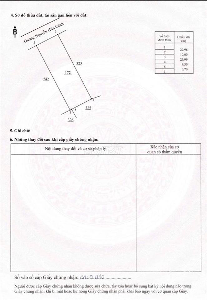 Bán gấp 300m2 thổ cư khu vực trung tâm phường