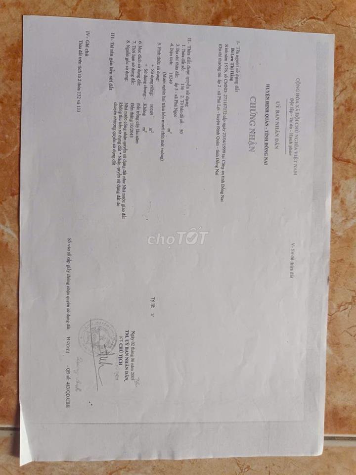 BÁN ĐẤT ĐỊNH QUÁN