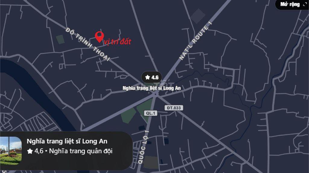 Bán lô đất 100m² – Thổ cư –  3 mặt thoáng (10p từ TT. Tân An- Long An)