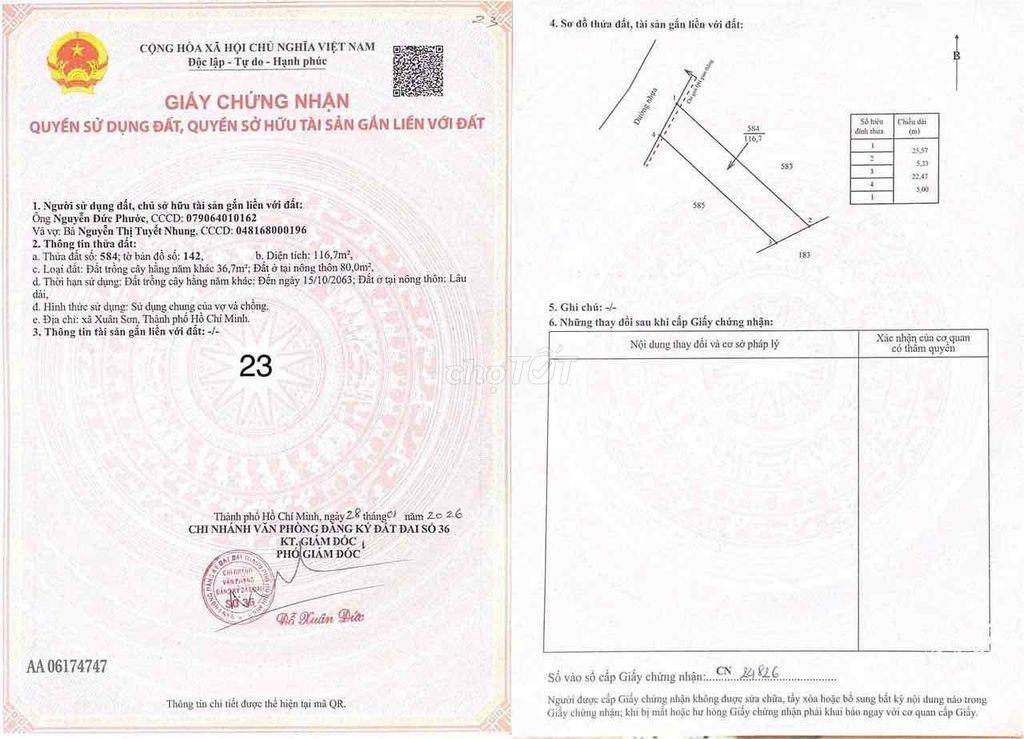 Chính Chủ bán 2 lô đất liền kề - Xã Xuân Sơn