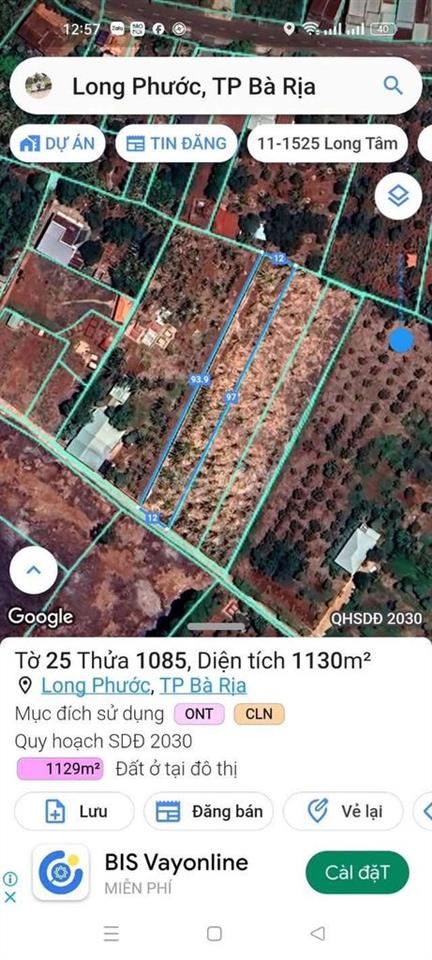 Đất Long Phước 1.100m², 100m² thổ cư, sổ sẵn, giá 2,8 tỷ