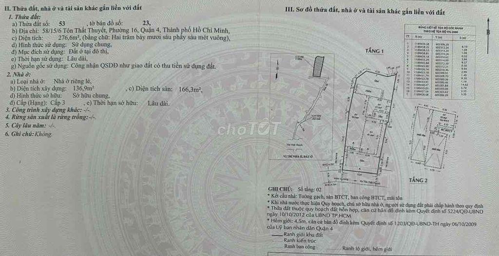 bán nhà diện tích lớn Quận 04