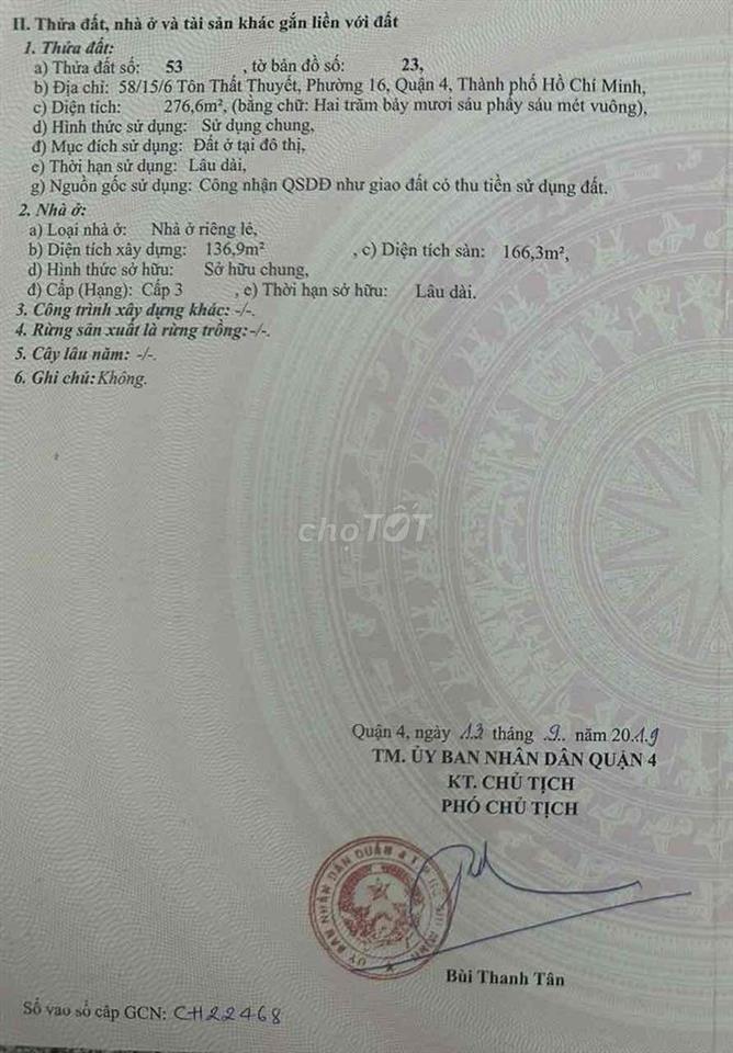 bán nhà diện tích lớn Quận 04