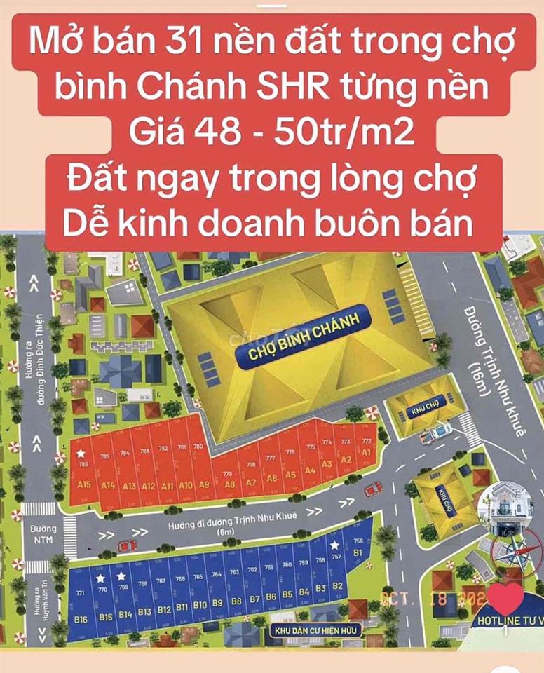 bán gấp 31 nền đất ngay trong long chợ bình chánh, SHR