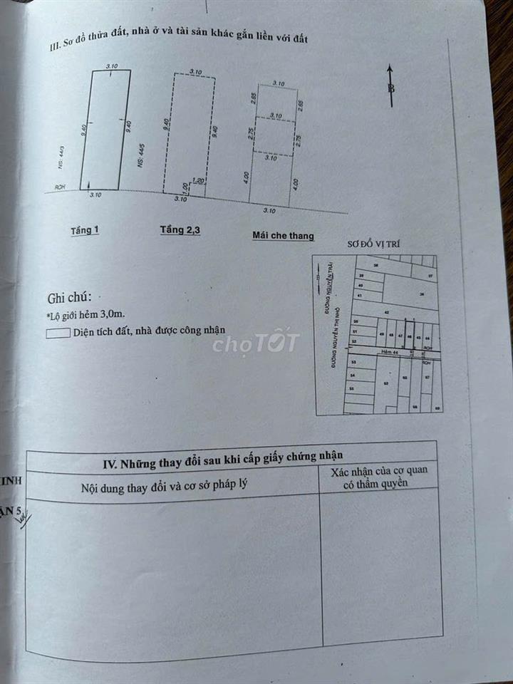 BÁN NHÀ 44/4 NGUYỄN THỊ NHỎ PHƯỜNG CHỢ LỚN TPHCM