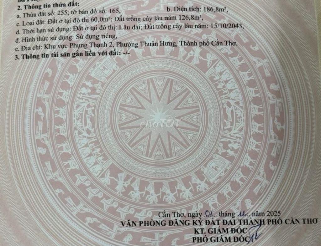BÁN ĐẤT MẶT TIỀN TUYẾN TRÁNH THỐT NỐT (QL91) - THUẬN HƯNG, CẦN THƠ