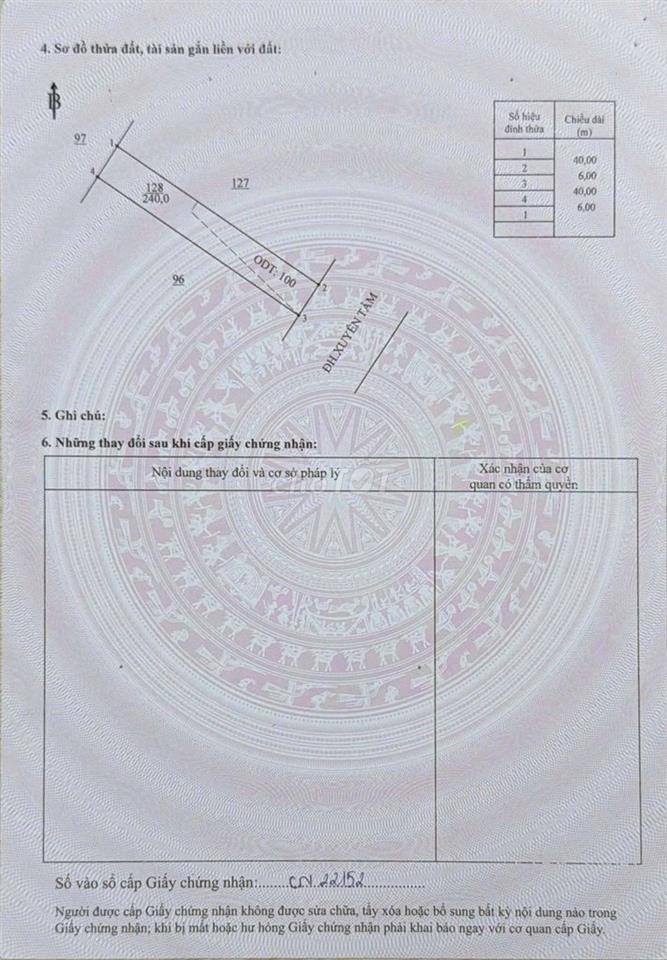 Bán gấp 240m2 6m mặt tiền đường nhựa xuyên tâm 32m
