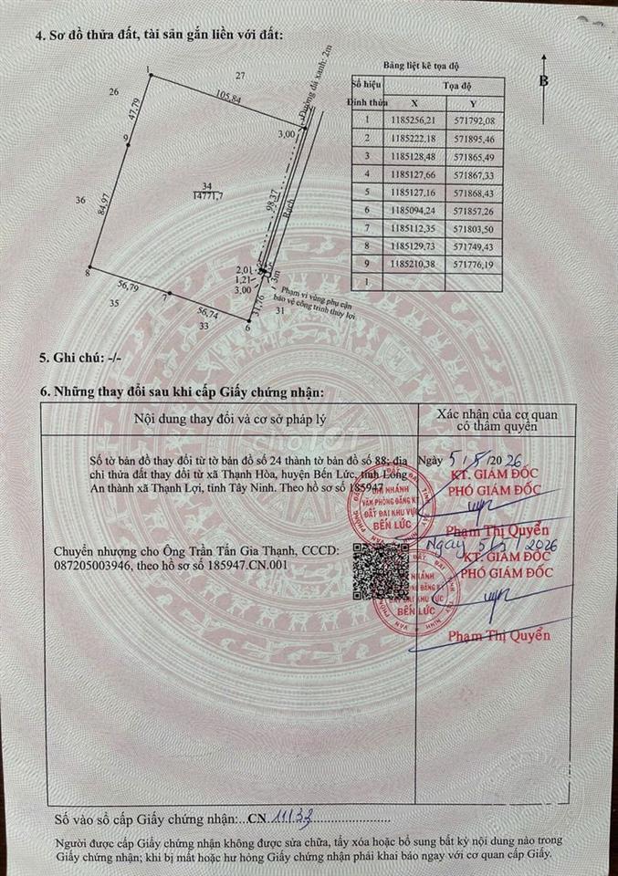 Bán 14771 m2 đất mặt tiền đường, Xã Thạnh Hòa, Bến Lức, Long An