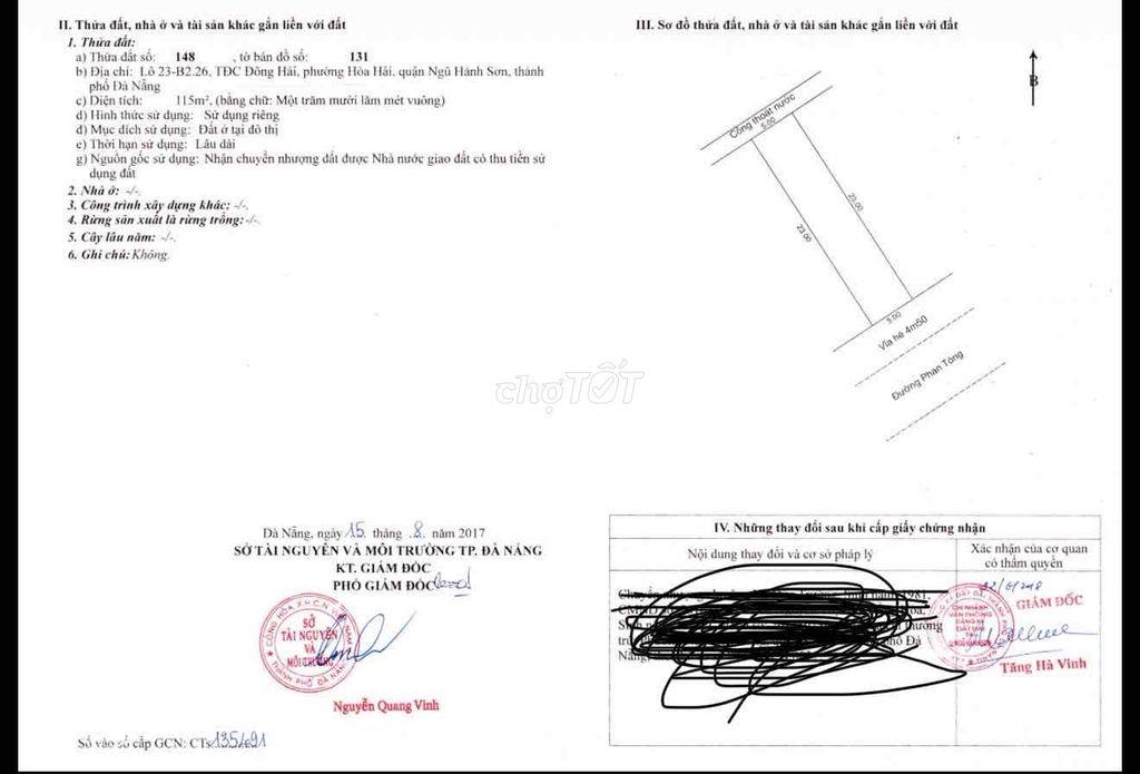 Đất ở hướng Đông Nam, Phan Tòng, Ngũ Hành Sơn