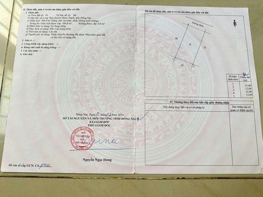 Đất tái định cư Long Thọ , Đồng Nai