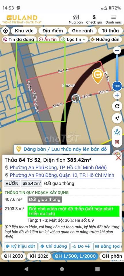 Bán đất đường bờ sông Đường Vườn Lài, Phường An Phú Đông, Quận 12