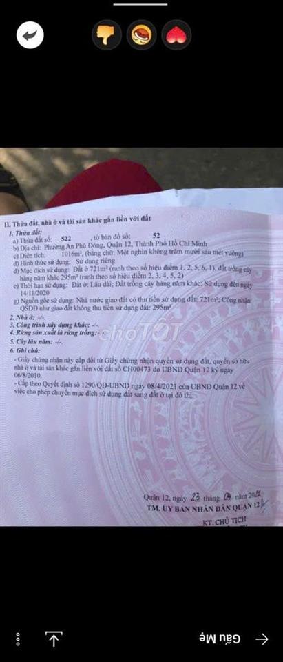 Bán đất đường bờ sông Đường Vườn Lài, Phường An Phú Đông, Quận 12