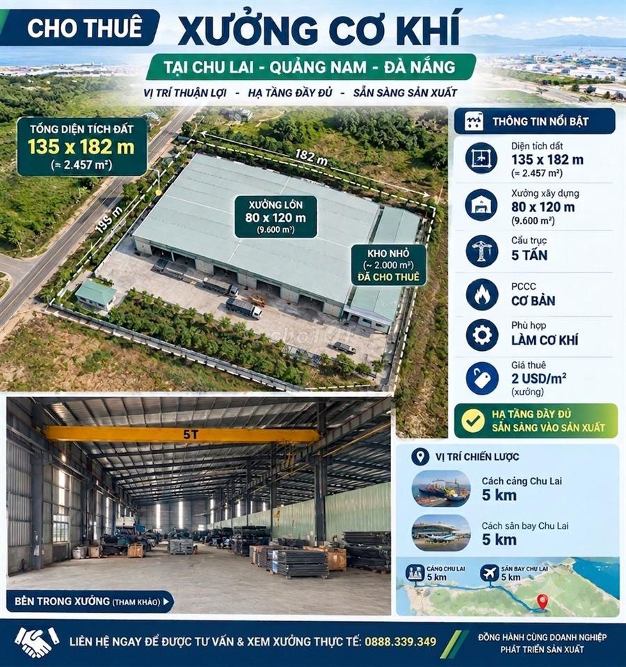 Cho thuê kho 1400m, 3200m trong KCN Liên Chiểu gía chỉ 50k/m2