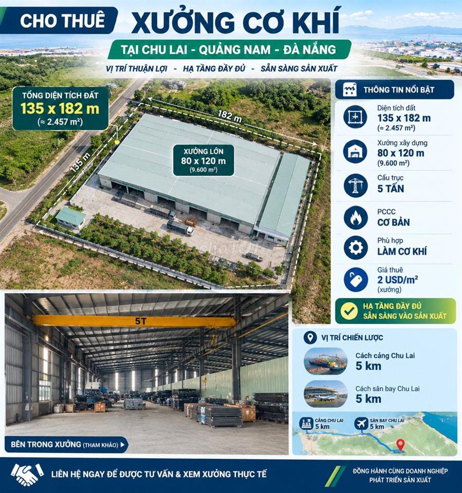 Cho thuê kho 1400m, 3200m trong KCN Liên Chiểu gía chỉ 50k/m2