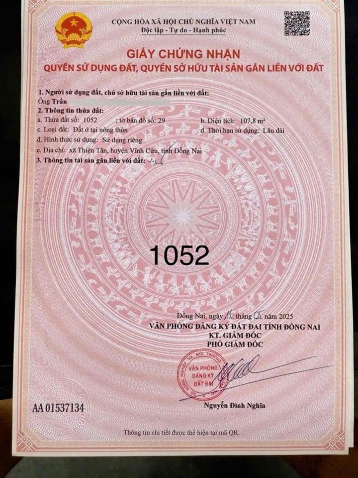 Đất Trảng Dài 107m2 - 799tr - Sổ thổ cư